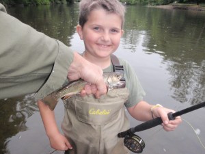 John Haney's first catch fly fishing